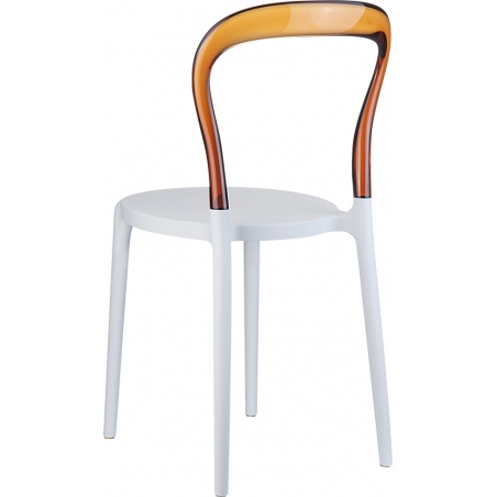 Designerskie Krzesło z tworzywa Bobo White Biały z bursztynowym przeźroczystym Siesta do jadalni, kuchni i salonu.
