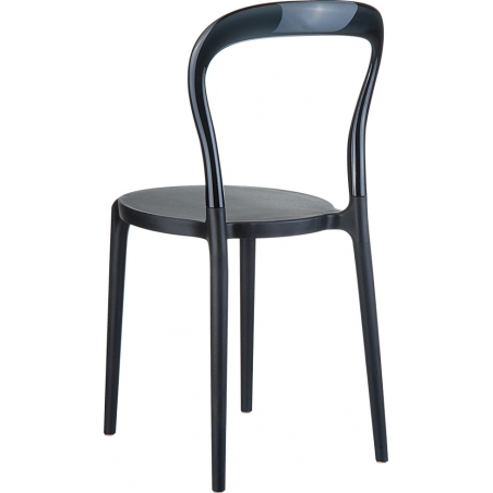Designerskie Krzesło z tworzywa Bobo Black Czarny z czarnym przeźroczystym Siesta do jadalni, kuchni i salonu.
