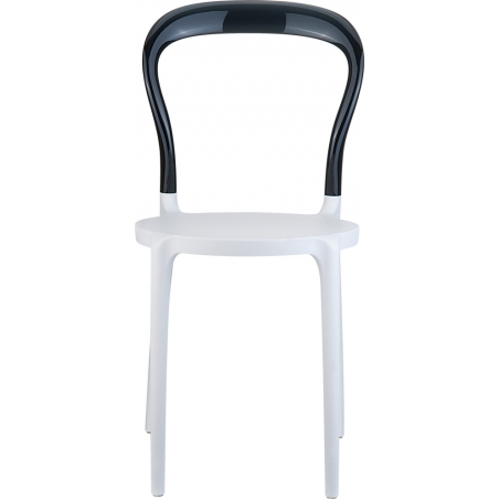 Designerskie Krzesło z tworzywa Bobo White Biały z czarnym przeźroczystym Siesta do jadalni, kuchni i salonu.