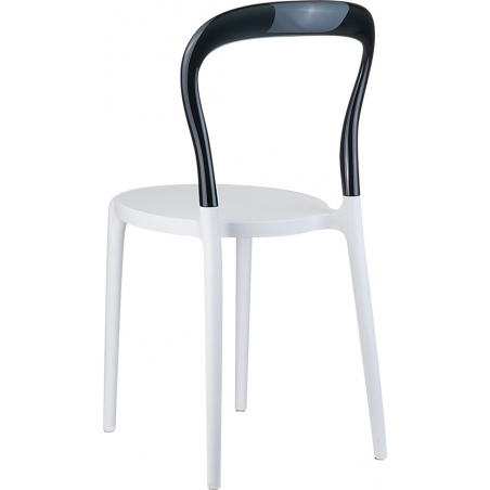 Designerskie Krzesło z tworzywa Bobo White Biały z czarnym przeźroczystym Siesta do jadalni, kuchni i salonu.