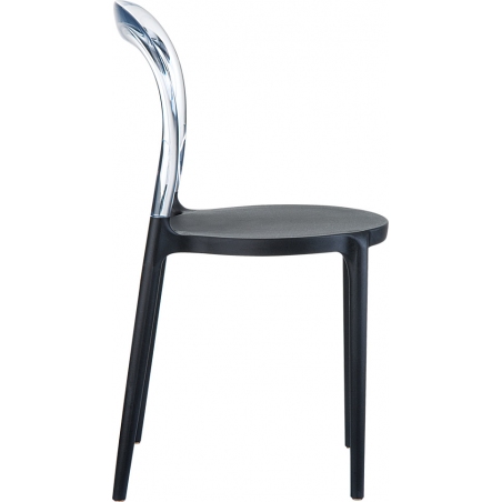 Designerskie Krzesło z tworzywa Bobo Black Czarny z przeźroczystym Siesta do jadalni, kuchni i salonu.