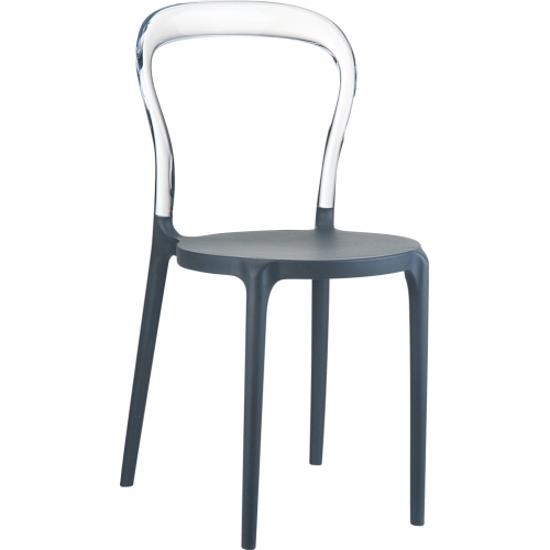 Designerskie Krzesło z tworzywa Bobo Grey z przeźroczystym Siesta do jadalni i salonu.