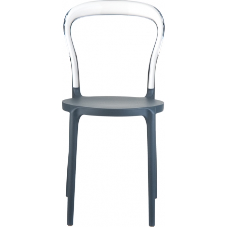 Designerskie Krzesło z tworzywa Bobo Grey z przeźroczystym Siesta do jadalni i salonu.