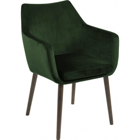 Nora dark green velvet armchair with wooden legs Actona