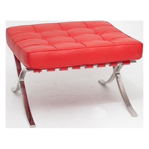 Stylowy Podnóżek skórzany pikowany insp. Barcelon (Otoman) Czerwony D2.Design do fotela.