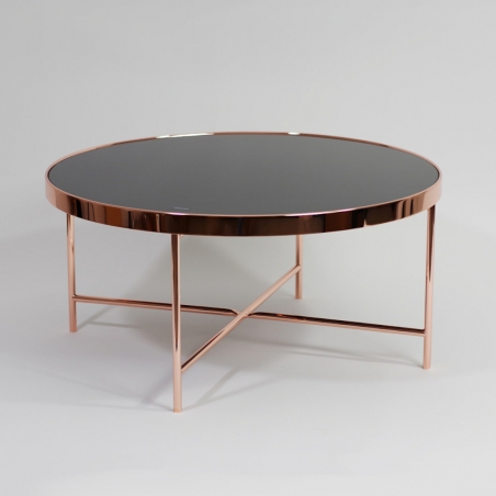 Gina 82 black&amp;copper round glass coffee table Signal