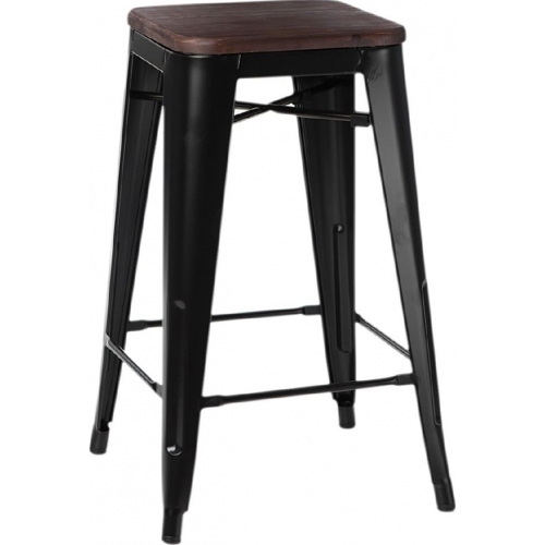 Paris Wood 65 walnut&amp;black industrial bar stool D2.Design