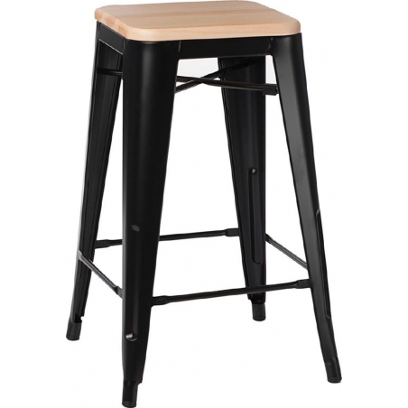 Paris 75 Wood natural&amp;black metal bar stool D2.Design
