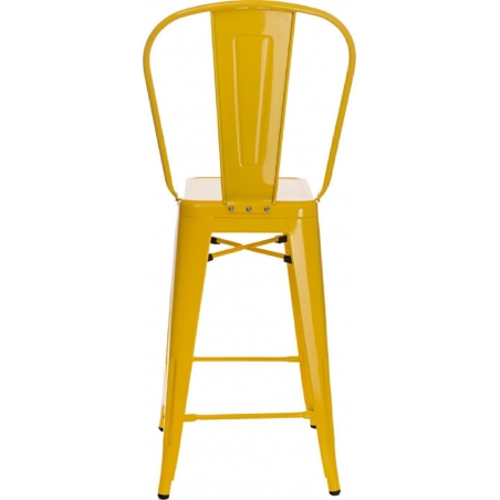Designerskie Metalowe Krzesło barowe z oparciem Paris Back 66 insp. Tolix Żółte D2.Design do kuchni.