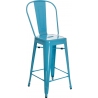 Designerskie Metalowe Krzesło barowe z oparciem Paris Back 66 insp. Tolix Niebieskie D2.Design do kuchni.