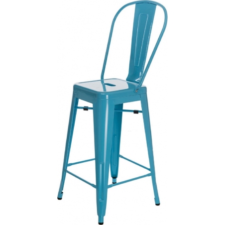 Designerskie Metalowe Krzesło barowe z oparciem Paris Back 66 insp. Tolix Niebieskie D2.Design do kuchni.