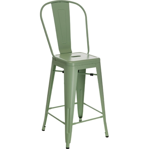 Designerskie Metalowe Krzesło barowe z oparciem Paris Back 66 insp. Tolix Miętowe D2.Design do kuchni.