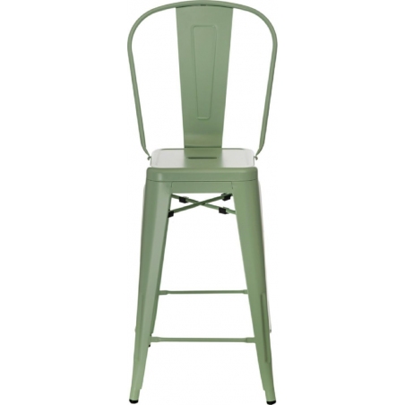 Designerskie Metalowe Krzesło barowe z oparciem Paris Back 66 insp. Tolix Miętowe D2.Design do kuchni.