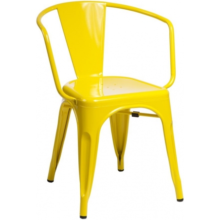 Paris Arms insp. Tolix yellow metal chair with armrests D2.Design