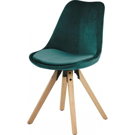 Stylowe Krzesło welurowe Dima VIC Green/ Wood Turkusowe Actona do jadalni, salonu i kuchni.
