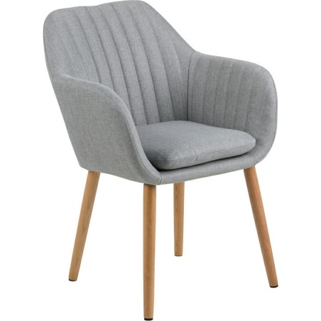 Emilia light grey&amp;oak upholstered chair with armrests Actona
