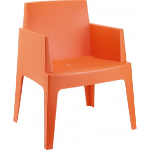 Stylowe Krzesło ogrodowe z podłokietnikami Box Armchair Pomarańczowe Siesta na taras i do restuaracji.