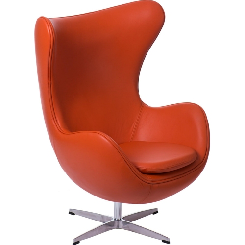 Designerski Fotel skórzany Jajo Chair Leather Pomarańczowy D2.Design do salonu i sypialni.