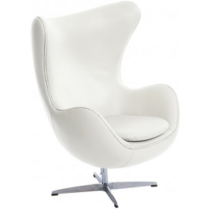 Designerski Fotel skórzany Jajo Chair Leather Biały D2.Design do salonu i sypialni.