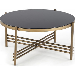 Ismena 80 black&amp;brass glass coffee table Halmar