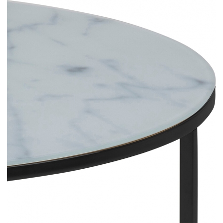 Alisma 80 marble&amp;black round coffee table with marble top Actona