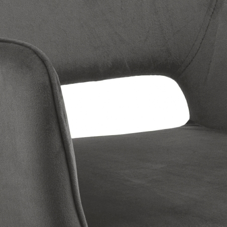 Designerskie Krzesło tapicerowane z podłokietnikami Ranja Ciemno szare Actona do jadalni,kuchni i salonu.