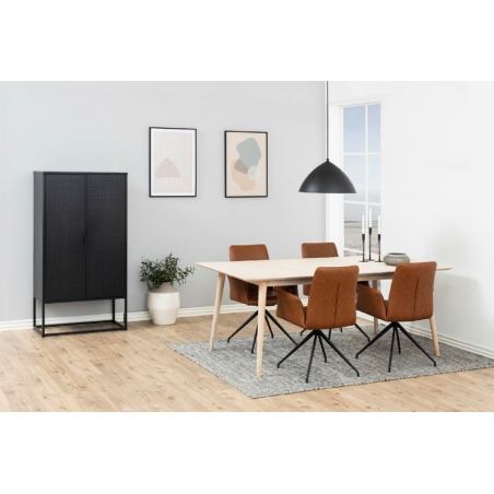 Naya brown&amp;black leather chair with armrests Actona