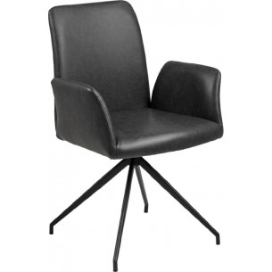 Naya black leather chair with armrests Actona