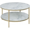 Alisma 80 marble&amp;gold round coffee table with shelf Actona