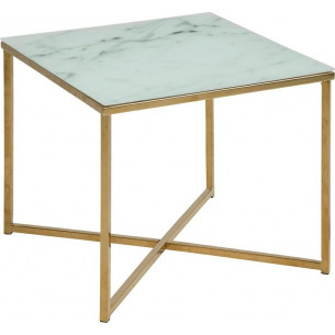 Alisma 50x50 marble&amp;gold glamour coffee table with gold base Actona