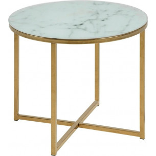 Alisma 50 white&amp;gold glamour round coffee table Actona