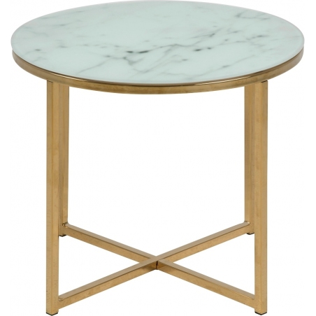 Alisma 50 white&amp;gold glamour round coffee table Actona