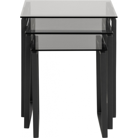 Katrine smoke glass&amp;black set of glass coffee tables Actona