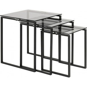 Katrine smoke glass&amp;black set of glass coffee tables Actona