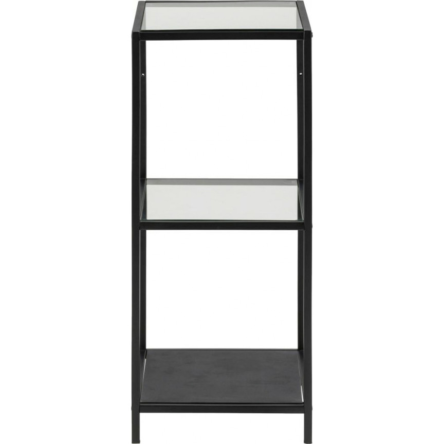 Designer Seaford II black shelving unit with glass shelves Actona for living room