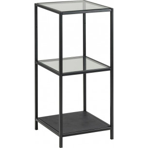 Seaford II black shelving unit with glass shelves Actona