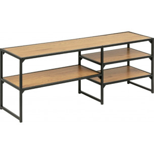 Seaford 120 oak&amp;black tv stand with shelves Actona 2