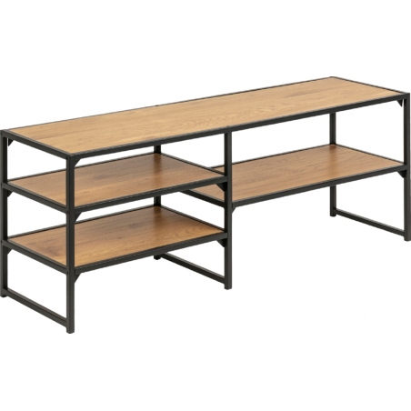 Seaford 120 oak&amp;black tv stand with shelves Actona