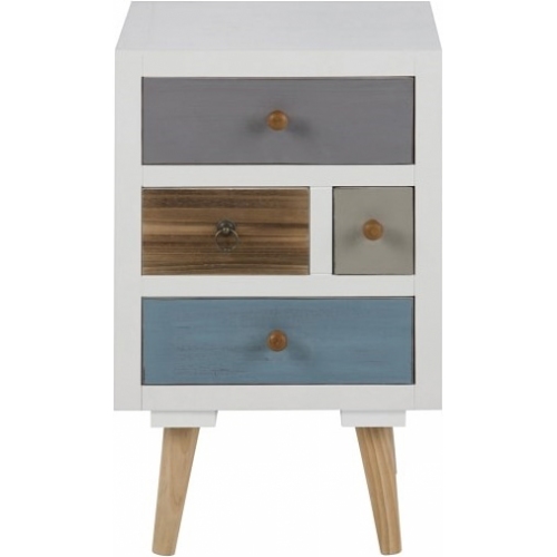 Thais whithe vintage bedside table with wooden legs Actona