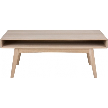 Marte 130x70 whitwash oak wooden coffee table with shelf Actona
