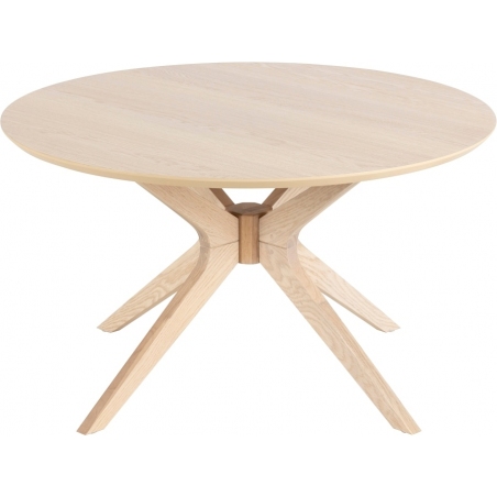 Skandynawski Okrągły stolik kawowy drewniany Duncan 80 dąb bielony Actona do salonu i poczekalni.