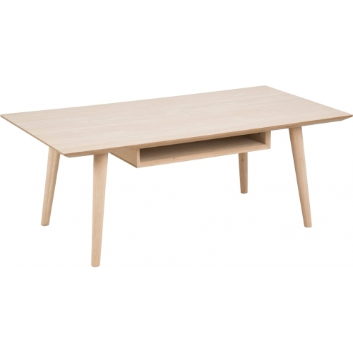 Century 115x60 whitwash oak wooden coffee table with shelf Actona