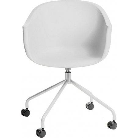 Stylowe Krzesło z tworzywa na kółkach Roundy Białe Intesi do biura.