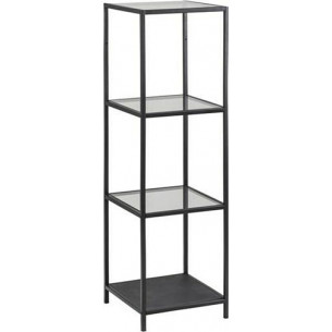 Seaford VI 35 black shelving unit with glass shelves Actona