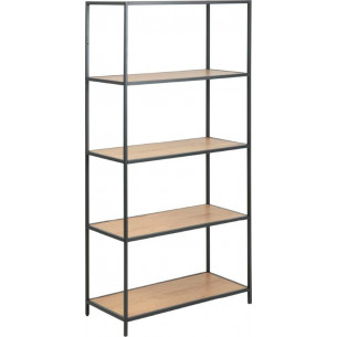 Seaford IX 77 oak&amp;black industrial shelving unit Actona