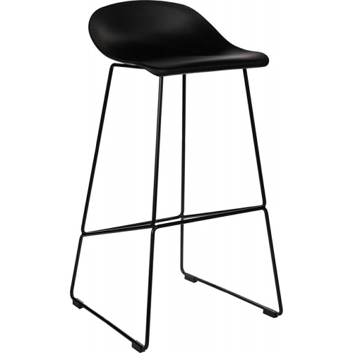 Molly High 75 black industrial bar stool with black base Intesi