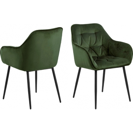 Brooke green&amp;black quilted velvet chair Actona