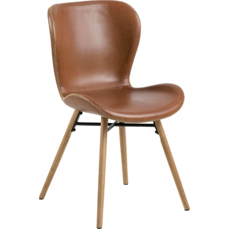 Batilda brown&amp;oak faux leather chair with wooden legs Actona