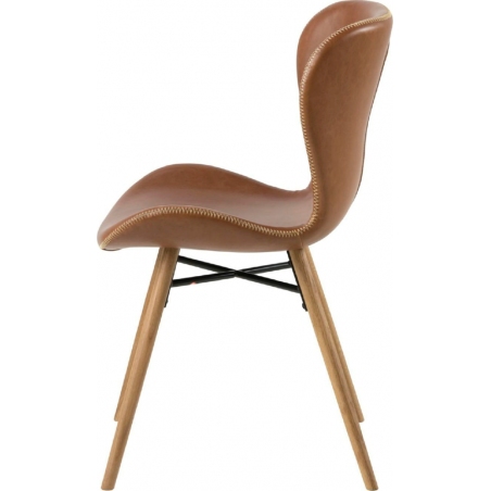 Stylowe i designerskie Krzesło z ekoskóry Batilda Retro Brąz/Dąb Actona do salonu i jadalni.