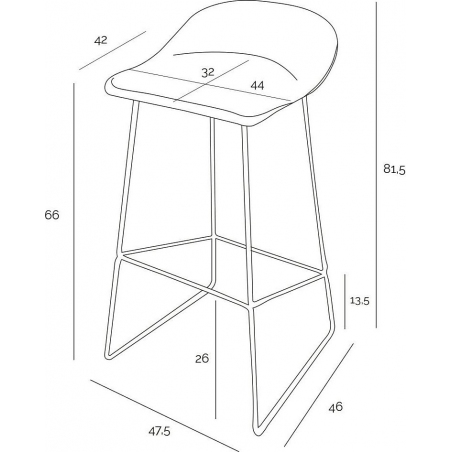 Molly Low 66 black industrial bar stool with black base Intesi